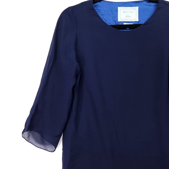 DOVIMA Paris Tunic Top Size Medium Blue Sheer 3/4 Sleeve Designer Blouse - Picture 5 of 12